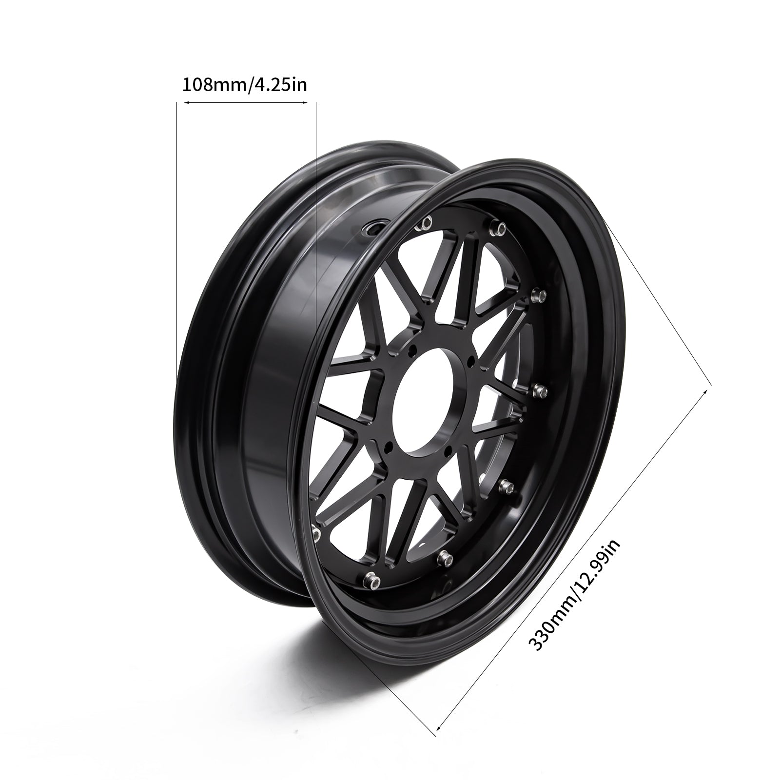 BS2212 - Dx Tubelss 12" Rims With CNC Centre Plate Size 3.0 & 3.50