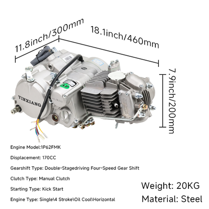 BS2285 - YX 170cc 2v Kick Only Engine
