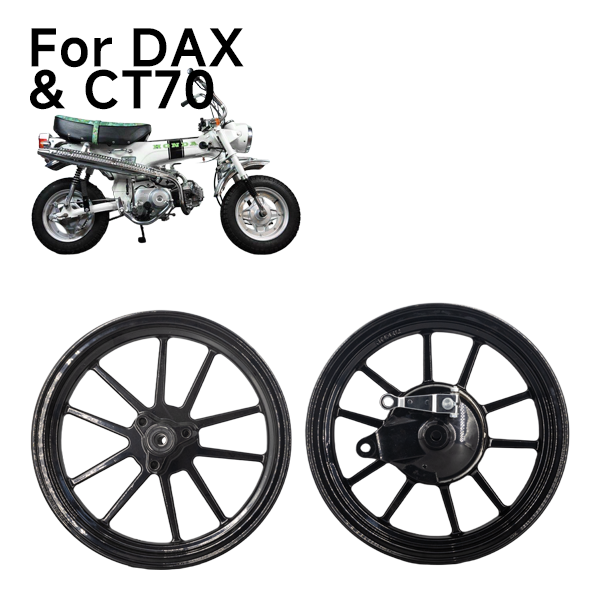 BS2325 - DX 12" TUBELESS RIMS IN BLACK BUILT IN REAR BRAKE HUB 2.75 FRONT 3.5 REAR