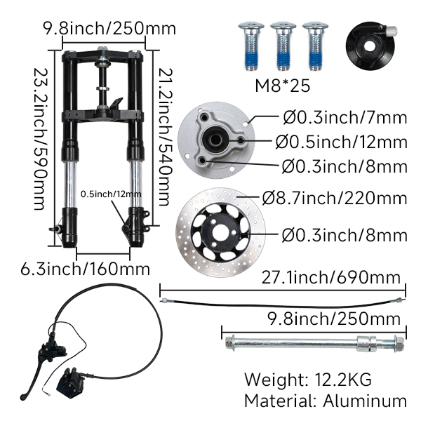 BS2334 -BLACK ADJUSTABLE USD FORKS 45MM INNER LEG 37MM LEGHT 540MM monkey forks