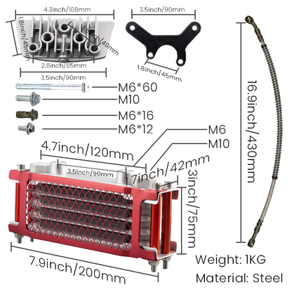 BS2339 - 3 LAYER OIL COOLER IN RED