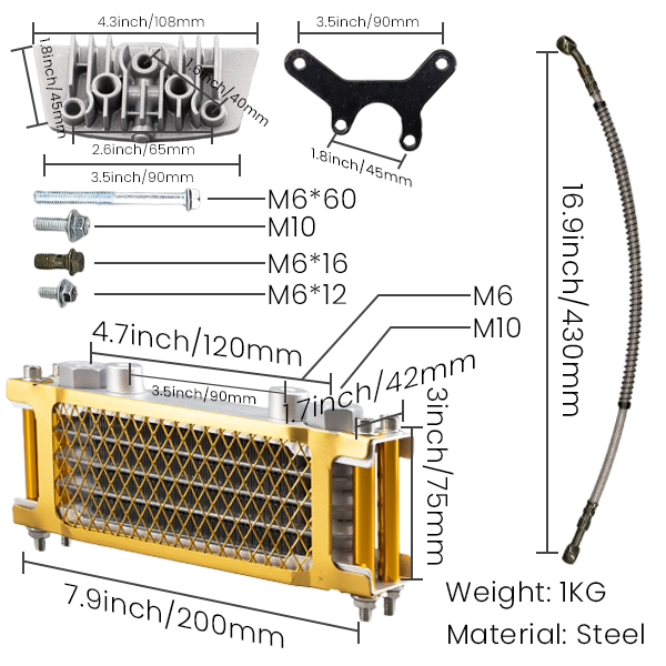 BS2340- 3 LAYER OIL COOLER IN GOLD