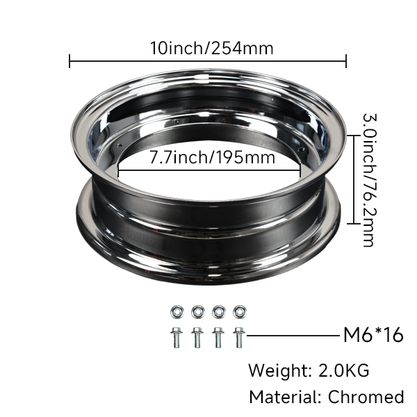 BS2368 - DX High Chromed 3.0J X 10 Rims