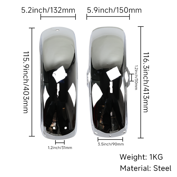 BS2370 - DX High Quality Chrome Front & Rear Fenders