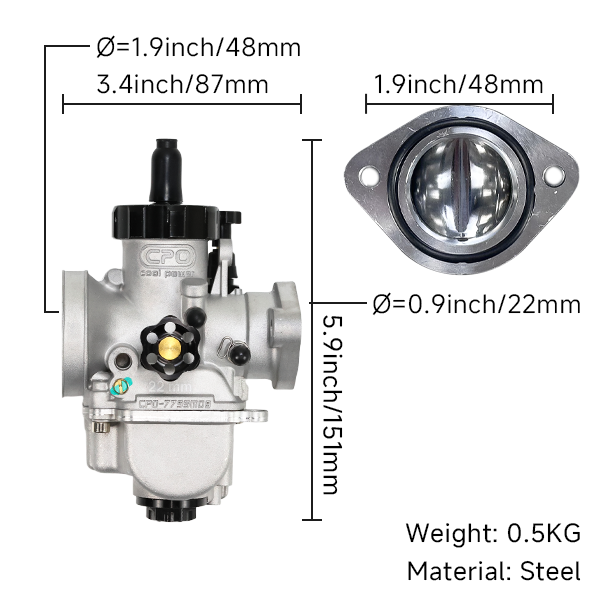 BS2426 - CPO CARBURETTOR PE22 FLANGE RACING VERSION PE22FL-YJ
