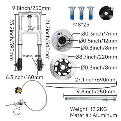 BS2467 - SILVER ADJUSTABLE USD FORKS 45MM INNER LEG 37MM LEGHT 540MM monkey low forks