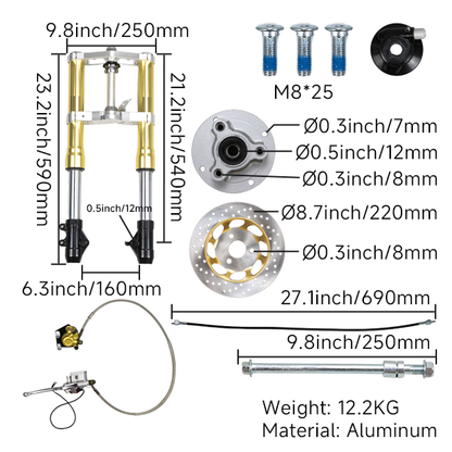 BS2468- GOLD ADJUSTABLE USD FORKS 45MM INNER LEG 37MM LEGHT 540MM FOR MONKEY BIKE