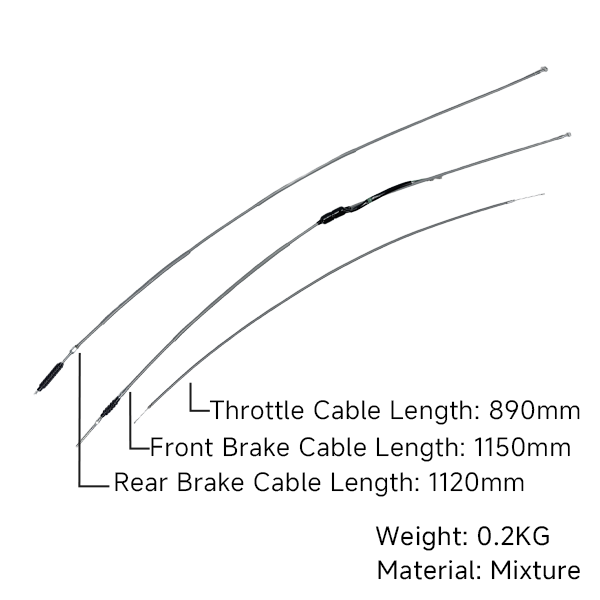 BS2477 - CT70 K1-K3 Style Cable Set Clutch Brake And Throttle Cable Grey
