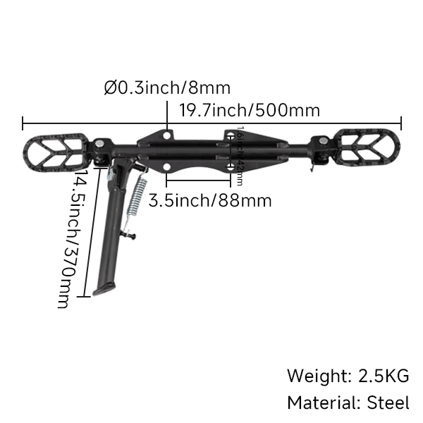 BS2482 - ENGINE-MOUNTED STUDDED FOOTPEGS AND SIDE STAND IN BLACK