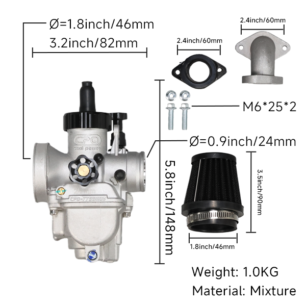 BS2498 - CPO CARB PE24 With Air Filter & Manifold