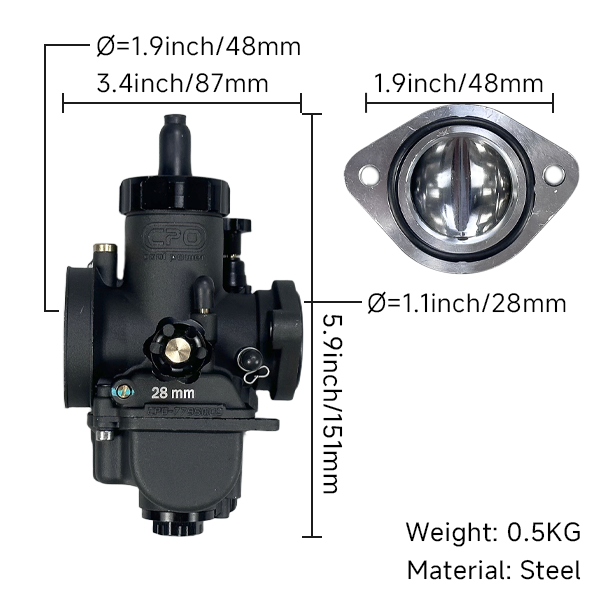 BS2570 - CPO Black CARB PE28 Flange Racing Version  PE28FL-YJ