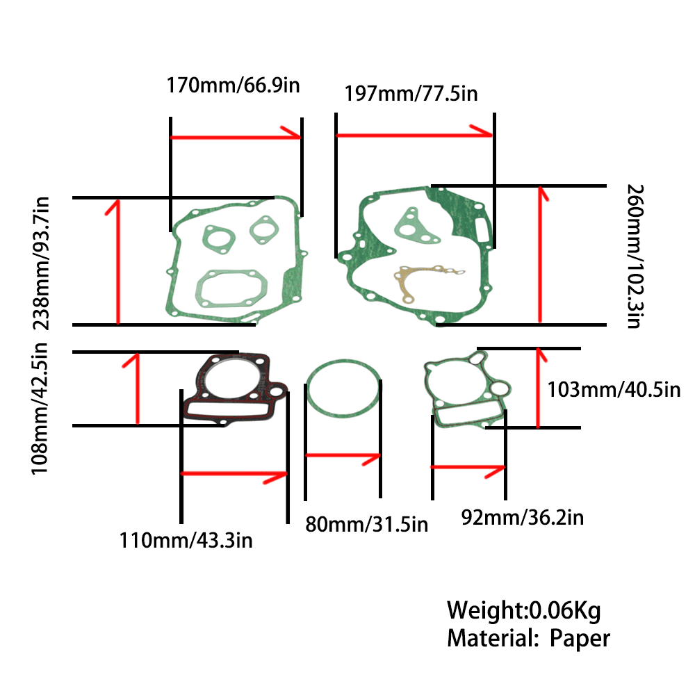 BS3089 - YX 140 Complete Gasket Set