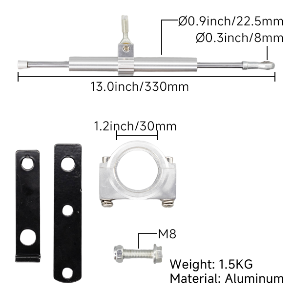 BS3098 - Alloy Fork Damper In Silver