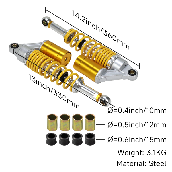 BS3211 - Gas Shock Absorbers 330mm Yellow for Honda Dax Monkey & Skyteam