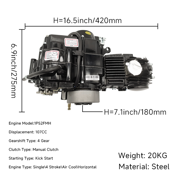 BS3242 - 107CC Black 4 Speed Manual Kick Only