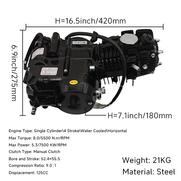 BS3331 -  125cc 4 Speed Clutch Engine in Black