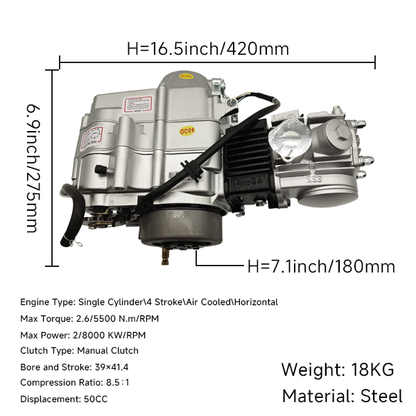 BS3345 - 50cc 4 Speed Clutch Kick Start Only Colour Silver