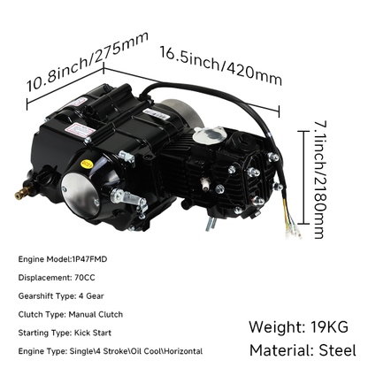 BS3348 - 70cc 4 Speed Manual Kick Only Black