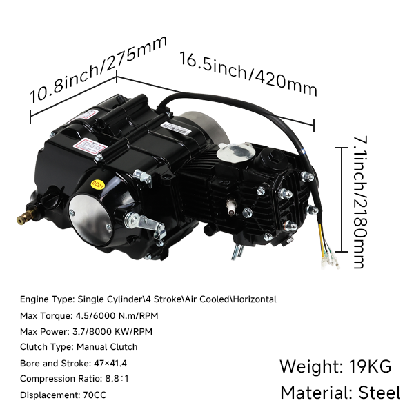 BS3348 - 70cc 4 Speed Manual Kick Only Black