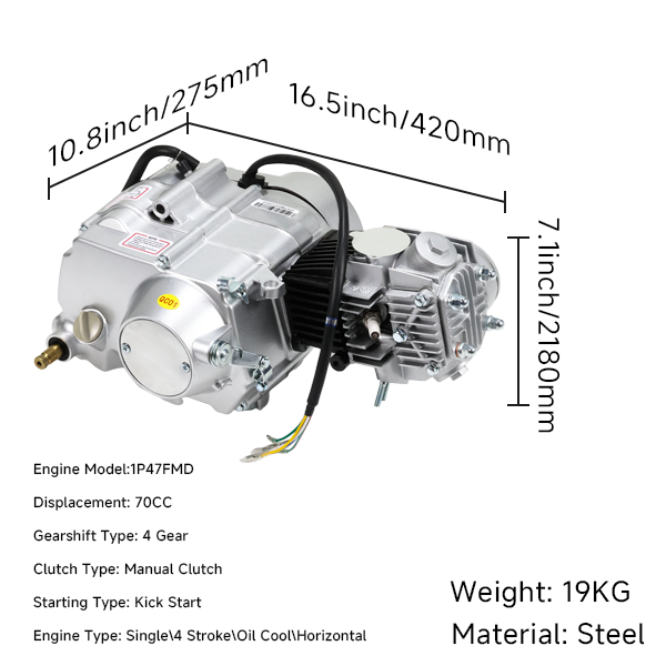 BS3349  - Lifan 70cc 4 Speed Manual Kick Silver