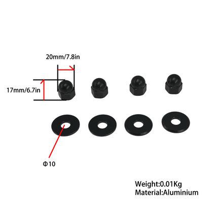 BS3506 - Set of 4 Shock Nut M10 x 1.25 and 4 Washers In Black