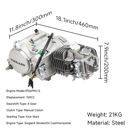 BS3545 -  SILVER YX 150cc 4 Speed Manual Silver with Small Fly Wheel