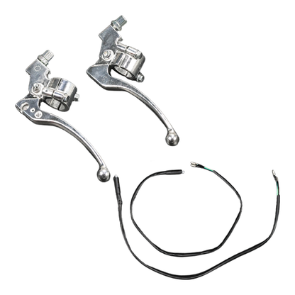 BS3562 - Silver Brake & Clutch Lever Set in Silver With Brake Cables Both Sides