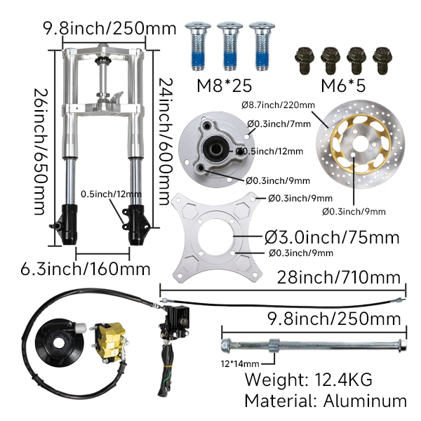 BS3598 - DX 45mm USD Silver Front Forks With Bevel Front Brake Disc