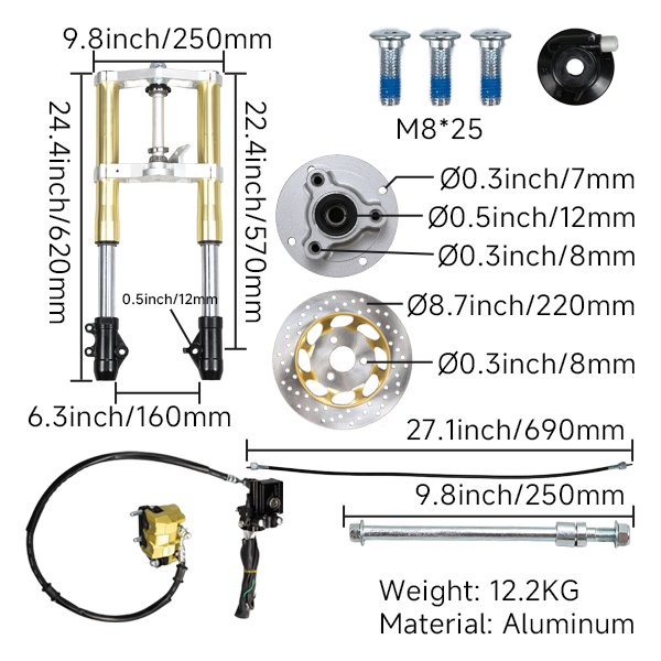 BS3599 - MUNK 45mm USD Gold Front Forks With Bevel Front Brake Disc