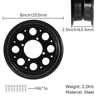 BS3715 - 2.5-8" Aluminum Wheel Black