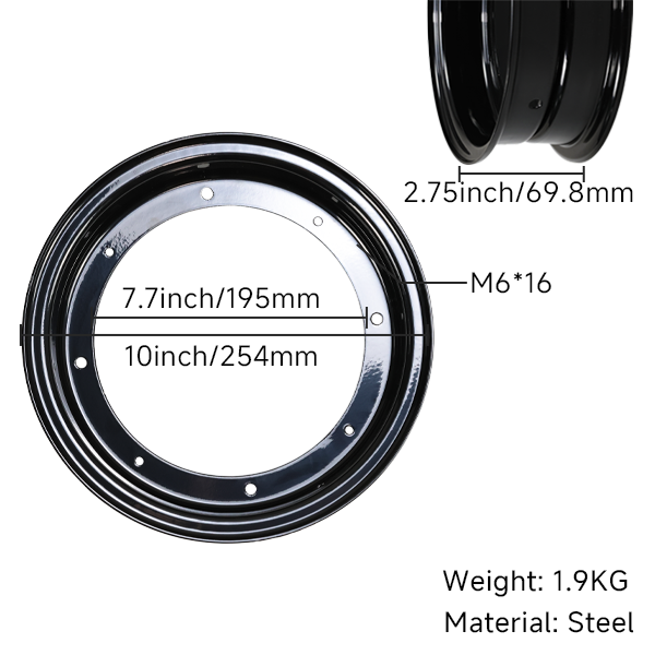 BS3785 - DX 2.7-10 Inch Steel Rim Black
