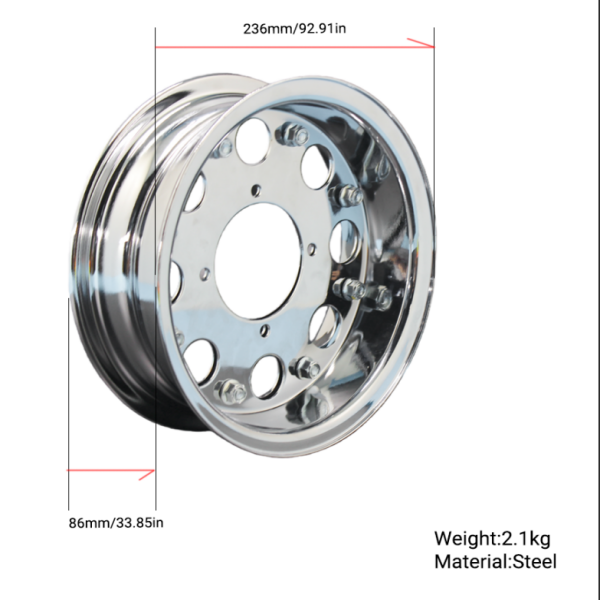 BS3795 - 3.00x8 Rim In Chrome Metal 8" Rims