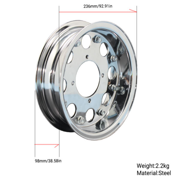 BS3796 - 3.50x8 RIim In Chrome Metal 8" Rims