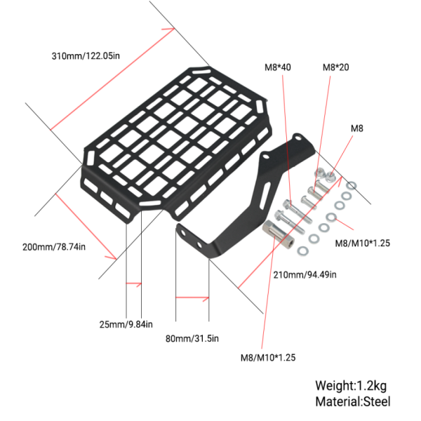 BS3815 - DAX ST125 STEEL LEFT SIDE BAG BRACKET IN BLACK