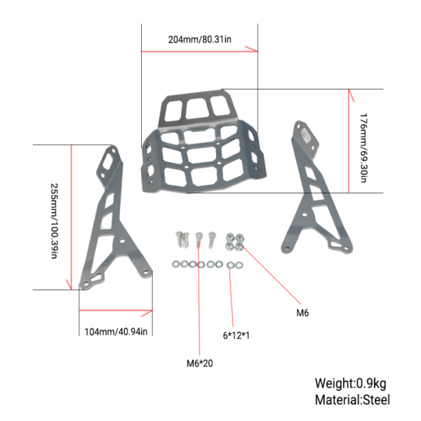BS3818 - DAX ST 125 Steel Front Rack In Silver