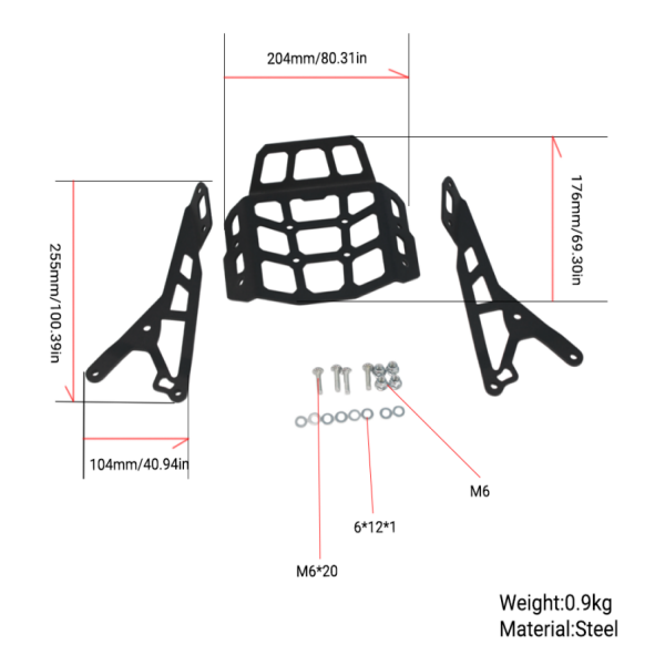BS3819 - DAX ST 125 Steel Front Rack In Black