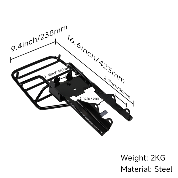 BS3836 - Black Rear Rack for Gorilla and Skyteam Bongo