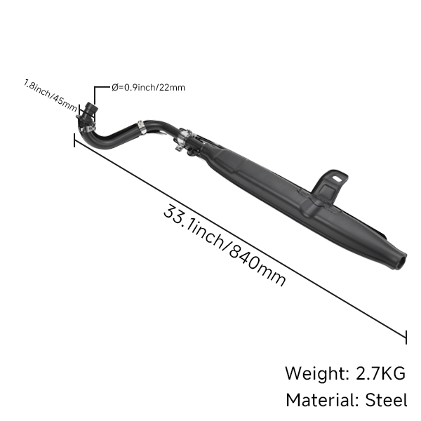 BS3925 - CT70 Exhaust In Black With Chrome Grill With E Mark For 50cc