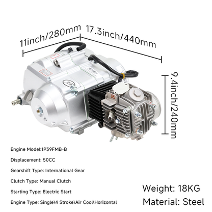 BS3927 - Semi Auto 50cc Lifan Kick Start Engine In Silver