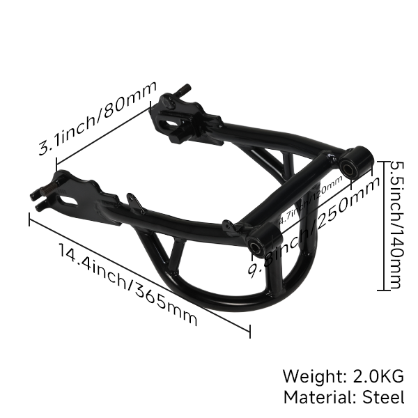 BS3935 - MUNK BRACED METAL BLACK PLUS 5CM SWING ARM