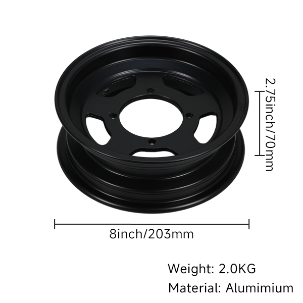 BS3940 -  Black 8inch Tubeless Rim 2.75" 5 Holes for Monkey/Gorilla
