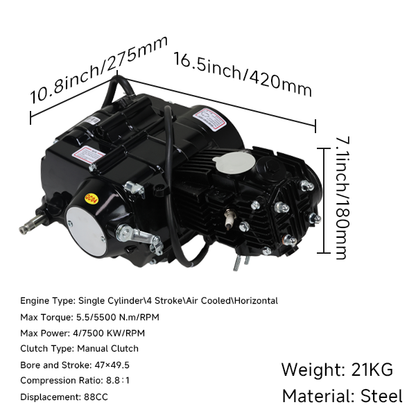 BS4025 - 88CC BLACK 4 SPEED MANUAL CLUTCH KICK START ONLY