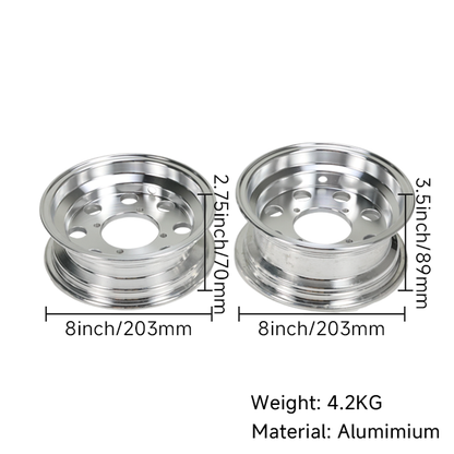 BS4100 - MUNK 2.75 -8" FRONT AND 3.50-8" REAR TUBELSS RIMS IN ALLOY
