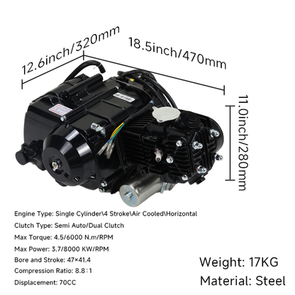 BS4174 - 70CC FULLY AUTOMATIC ENGINE WITH ELECTRIC START IN BLACK