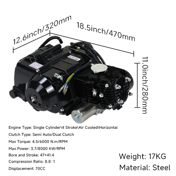BS4174 - 70CC FULLY AUTOMATIC ENGINE WITH ELECTRIC START IN BLACK