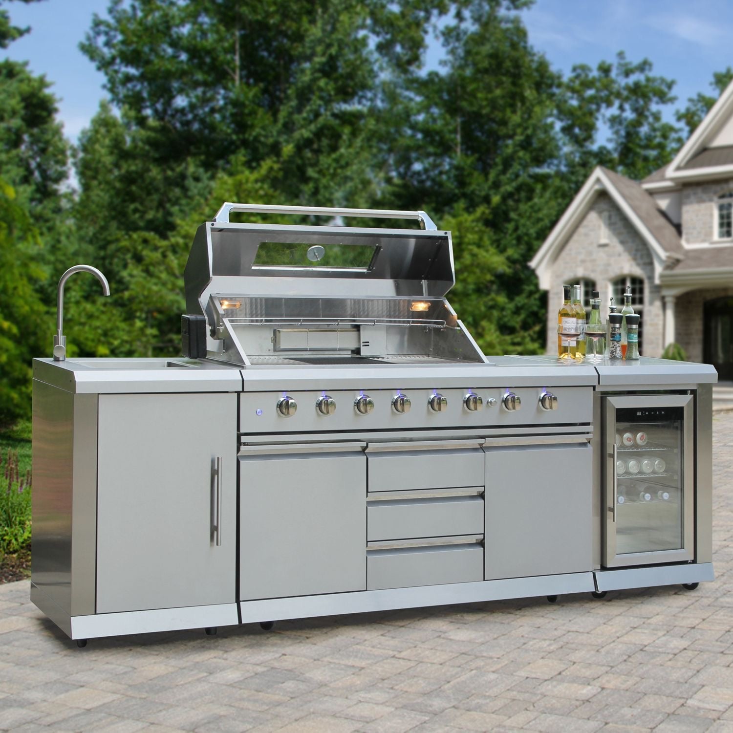 CT0271 - Stainless Steel BBQ Grill With Sink And Cooler