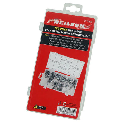 CT1635 - 120pc Hex Head Self Drill Screw Set - Assorted