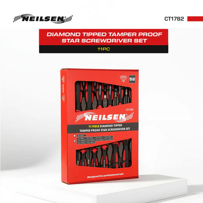 CT1782 - Diamond Tipped Tamper Proof Star Screwdriver set 11 Piece