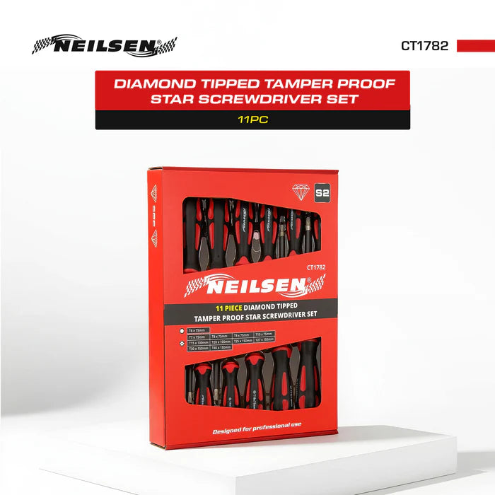 CT1782 - Diamond Tipped Tamper Proof Star Screwdriver set 11 Piece