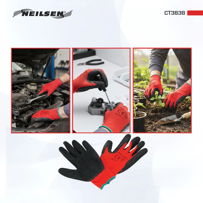 CT3838 - 12 Pack Latex Work Gloves Size 9 Large